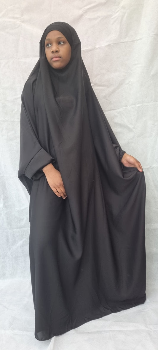 One Piece Full Length black Jilbab