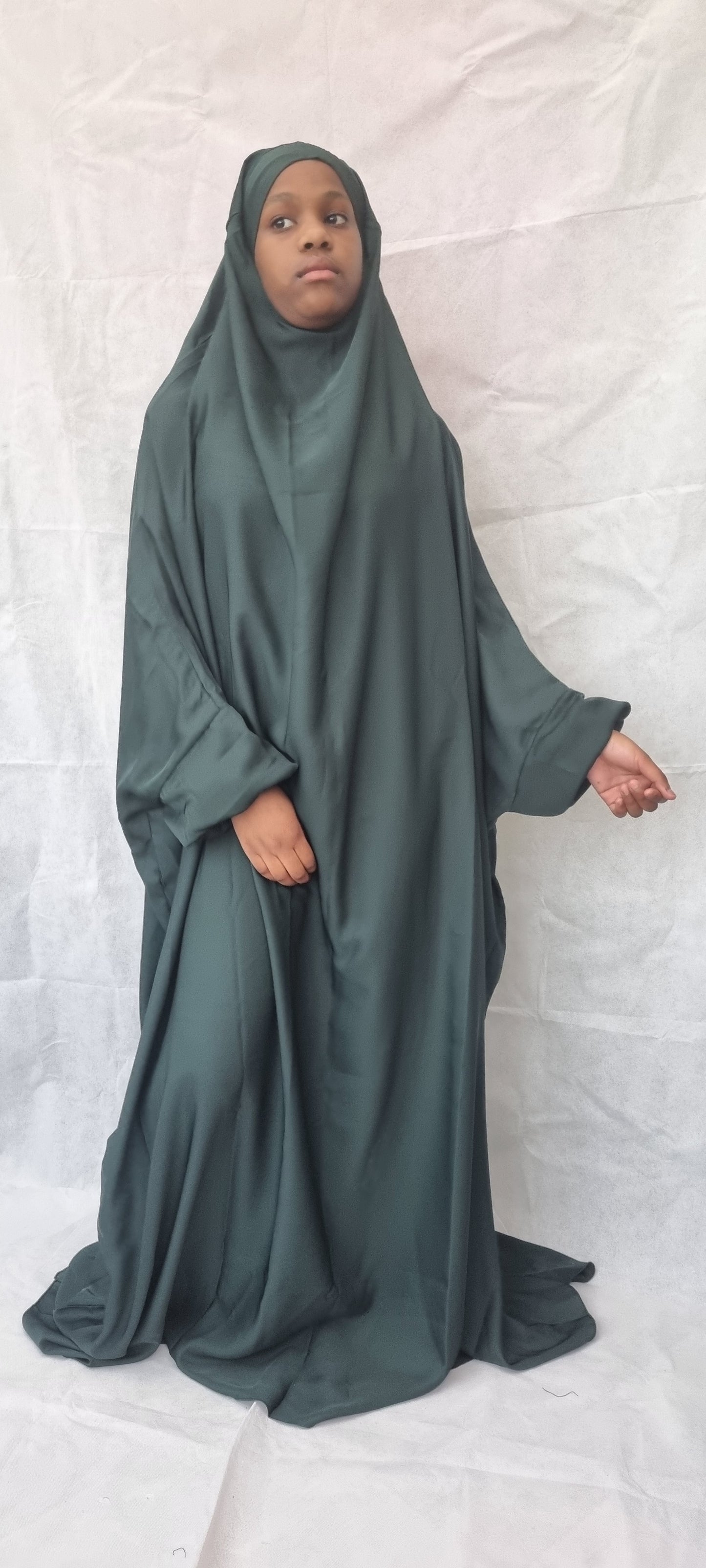 One Piece Full Length Forest Green Jilbab