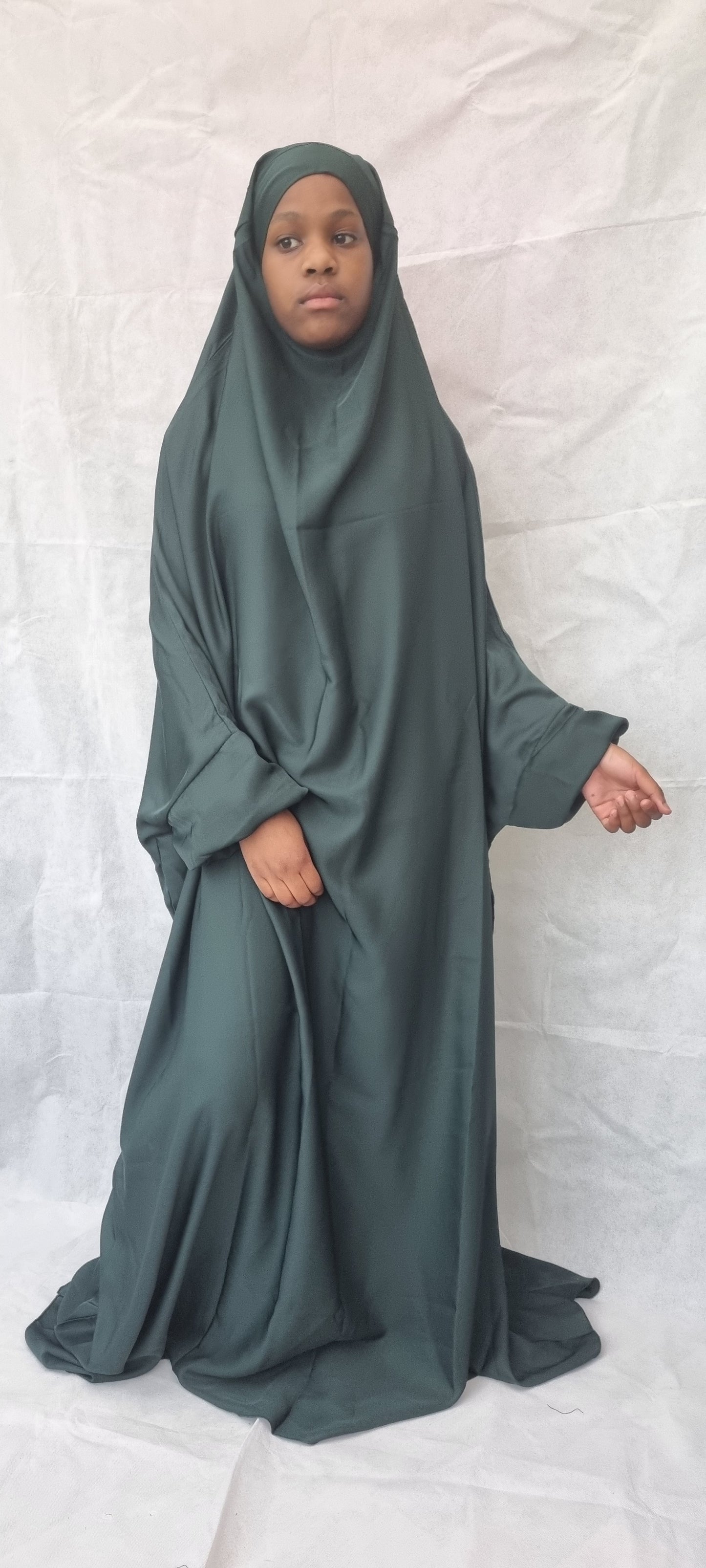 One Piece Full Length Forest Green Jilbab