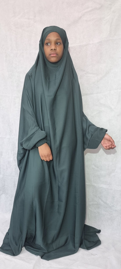 One Piece Full Length Forest Green Jilbab