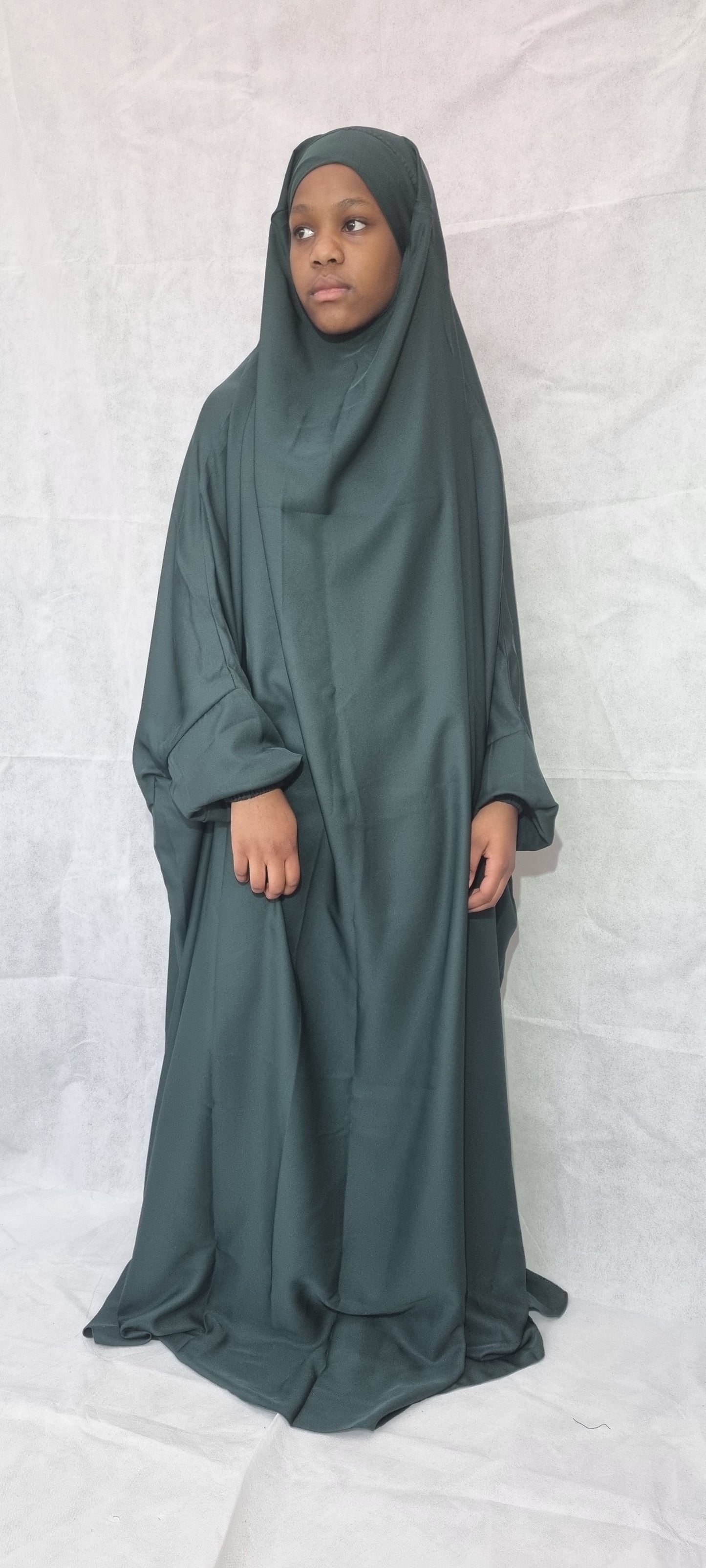 One Piece Full Length Forest Green Jilbab