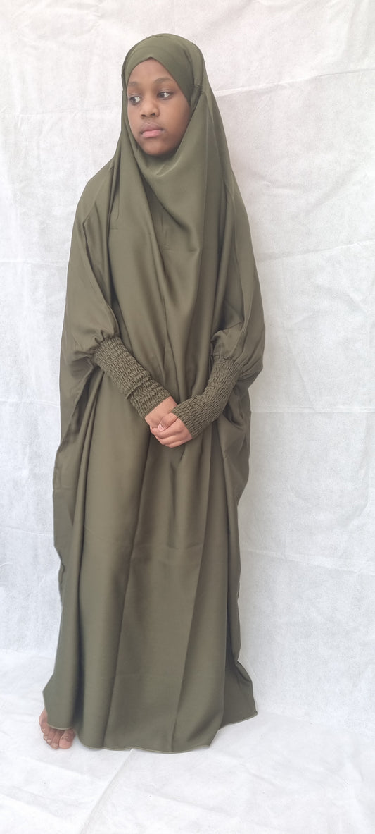 One Piece Full Length Olive green Jilbab