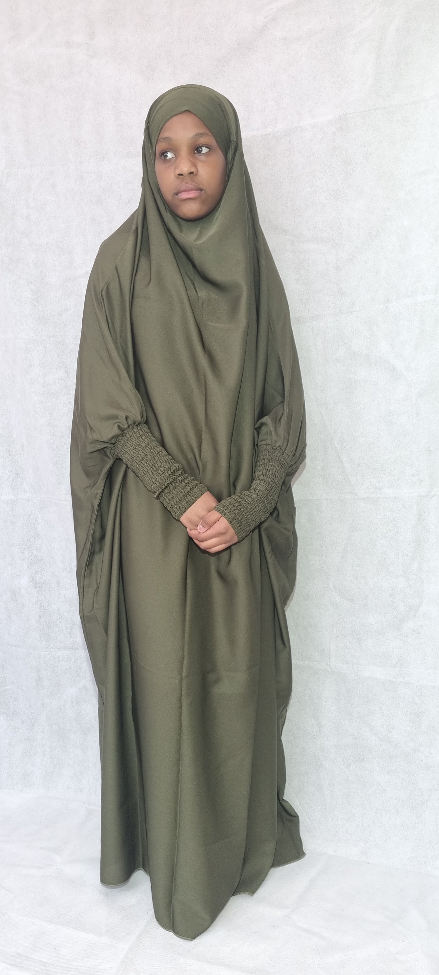 One Piece Full Length Olive green Jilbab