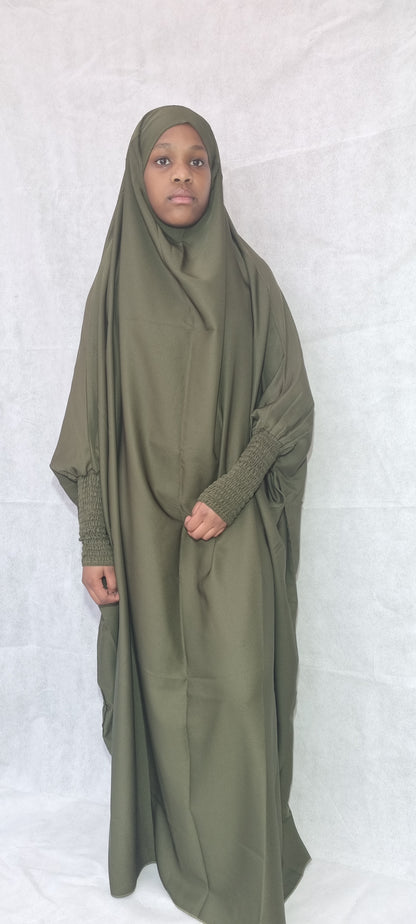 One Piece Full Length Olive green Jilbab