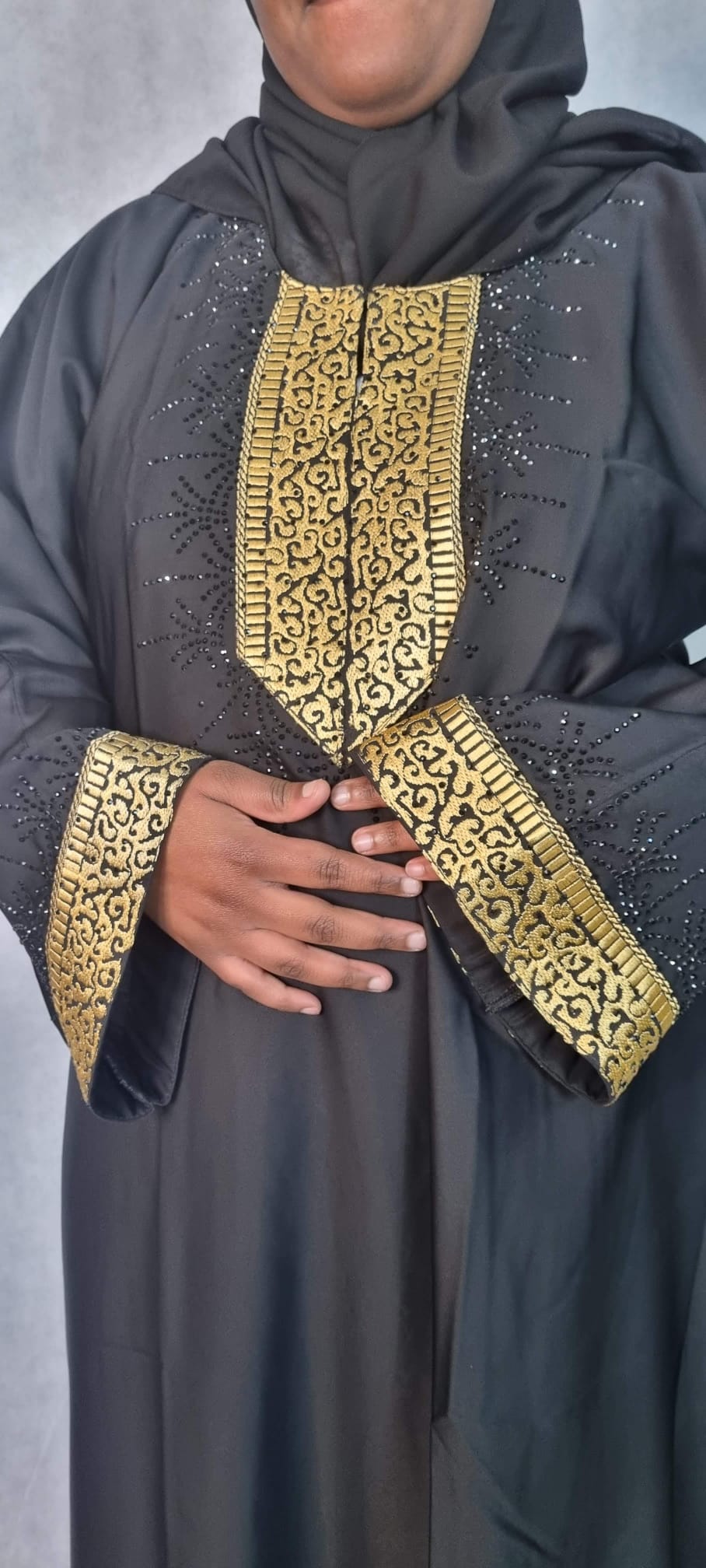 Gold detailed nidha abaya