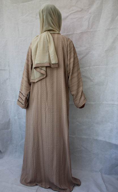 beige abaya with embroidery