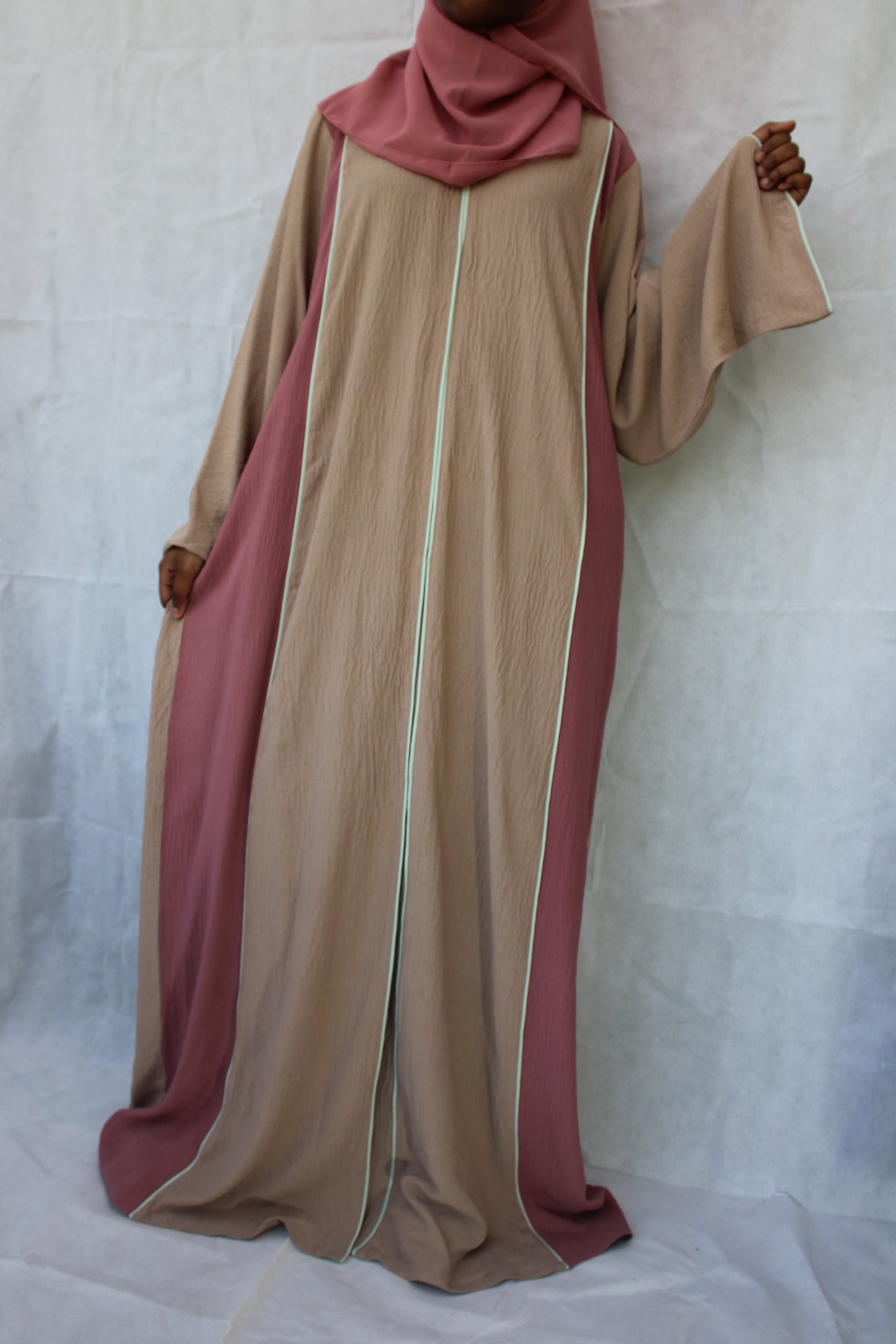 pink and peach abaya