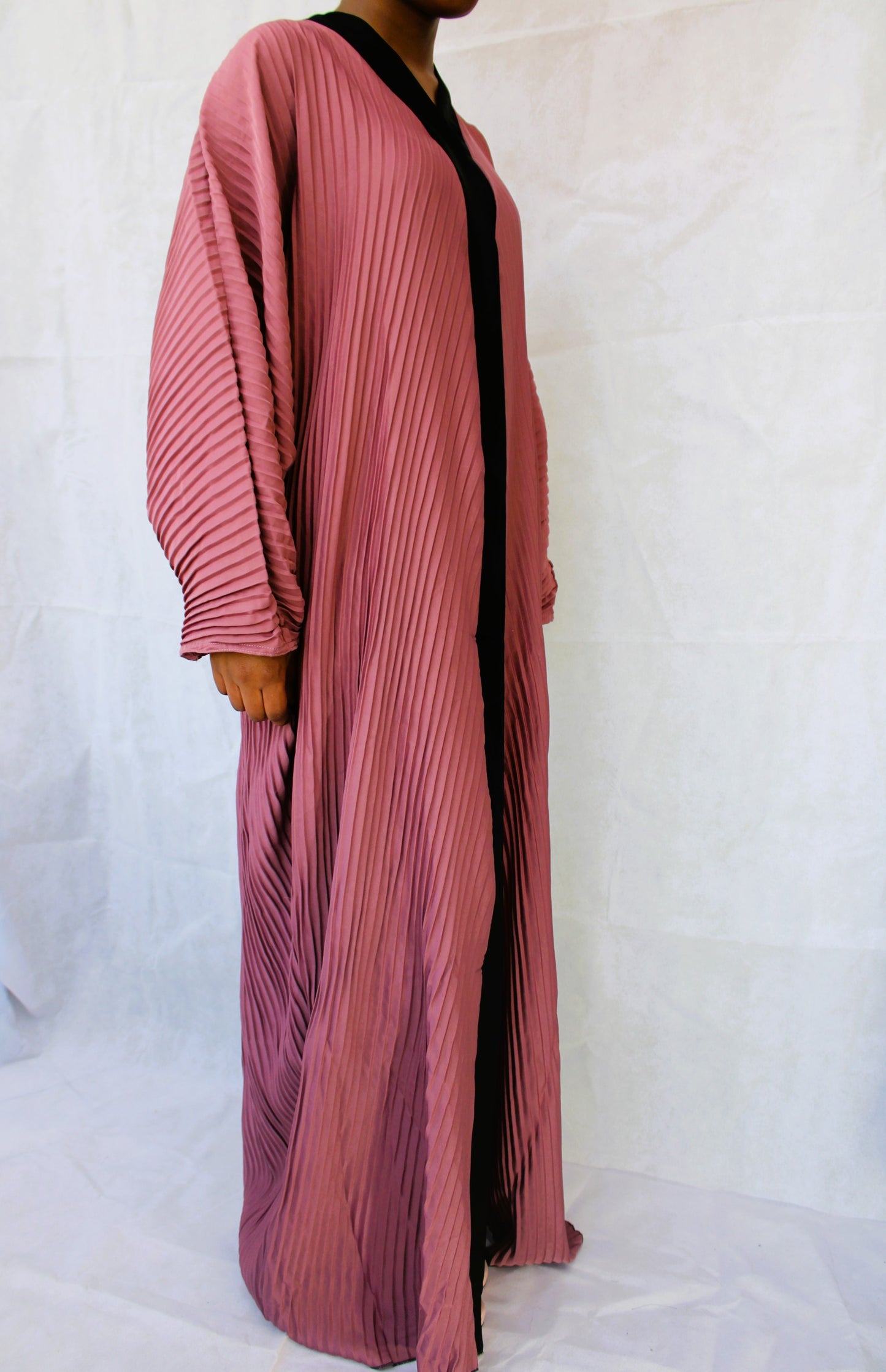 Pink Pleated Stretched Abaya